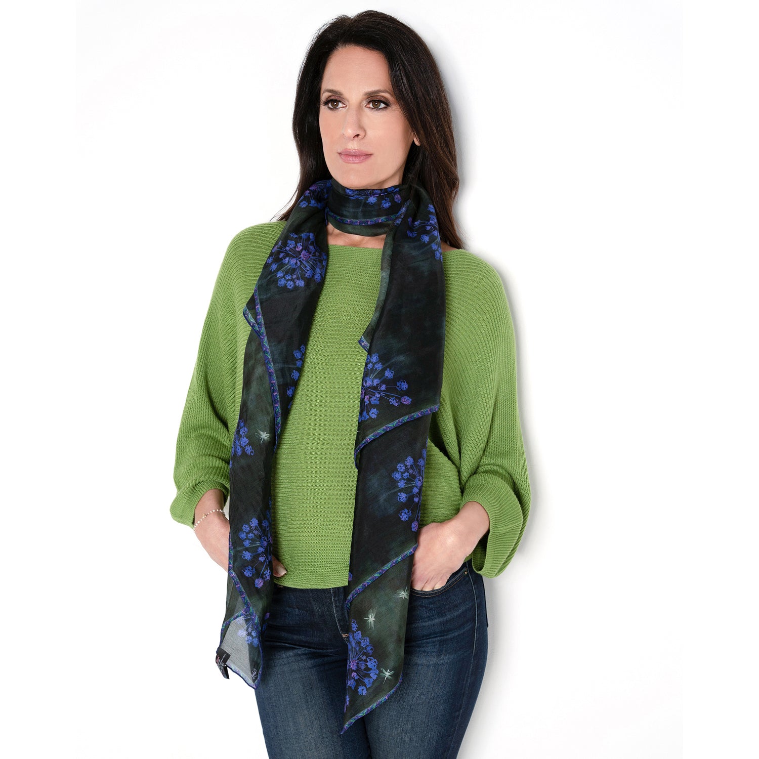 Midnight Glow- Silk Cotton Large Scarf