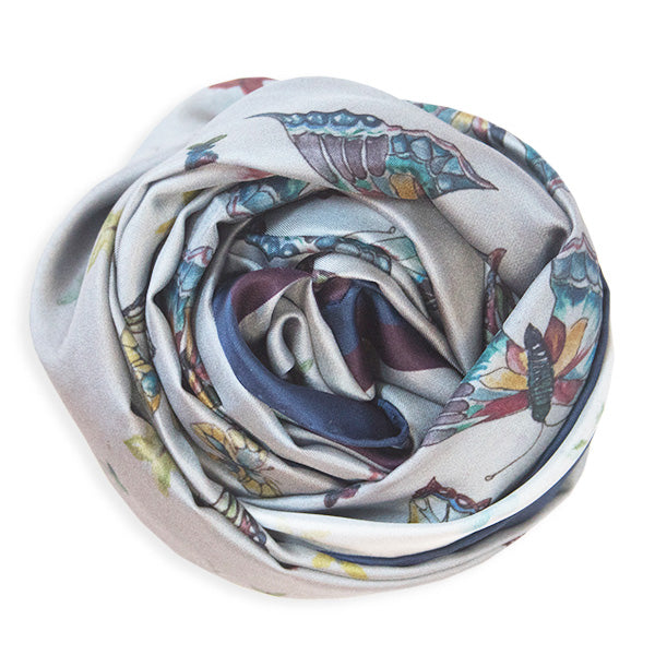 Chetna Singh butterfly print long silk scarf.