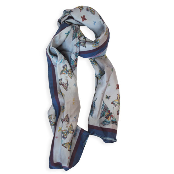 Chetna Singh butterfly print long silk scarf.