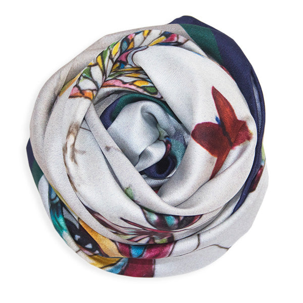 Chetna Singh butterfly print silk square scarf.