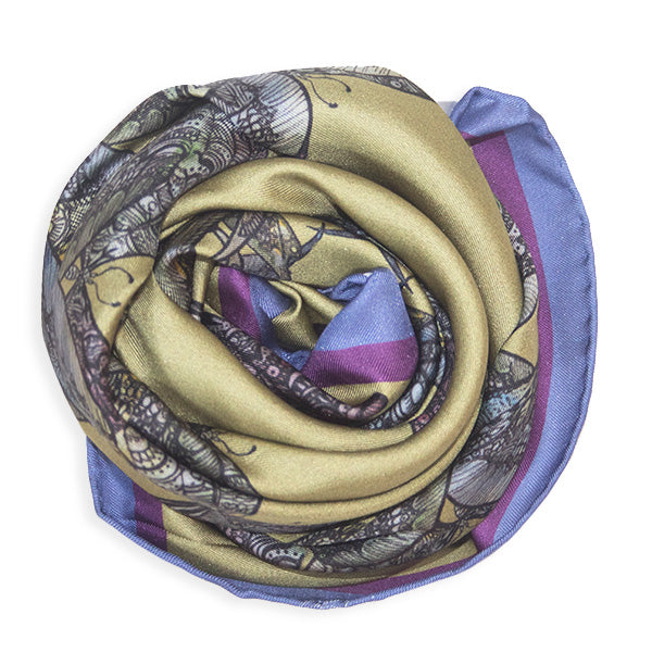 Chetna Singh butterfly print square silk scarf.