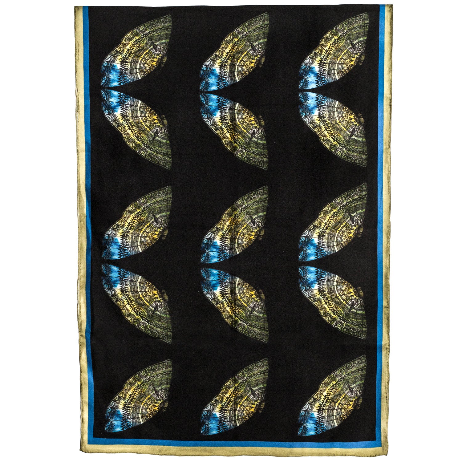 Chetna Singh black butterfly print long silk scarf.