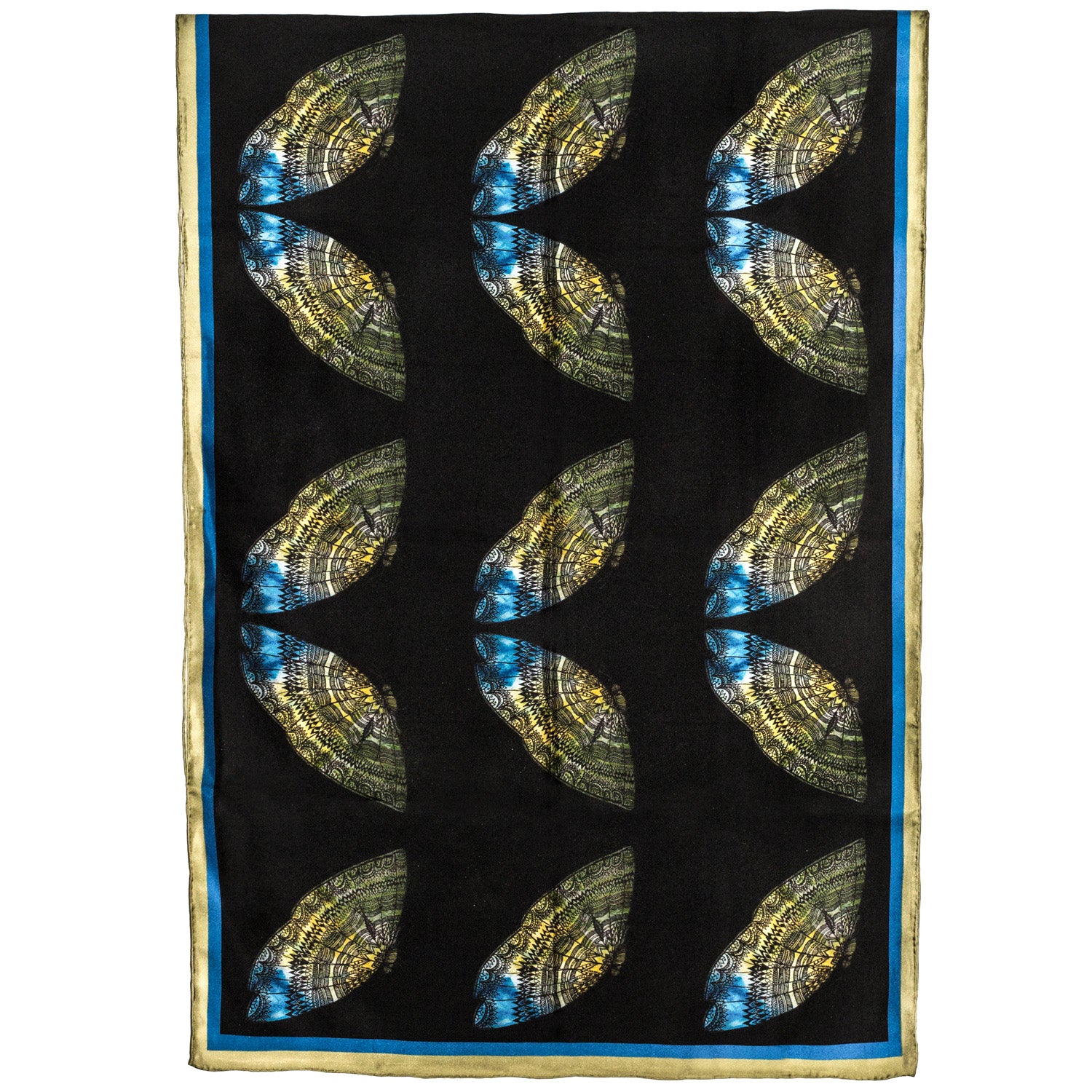 Chetna Singh black butterfly print long silk scarf. 