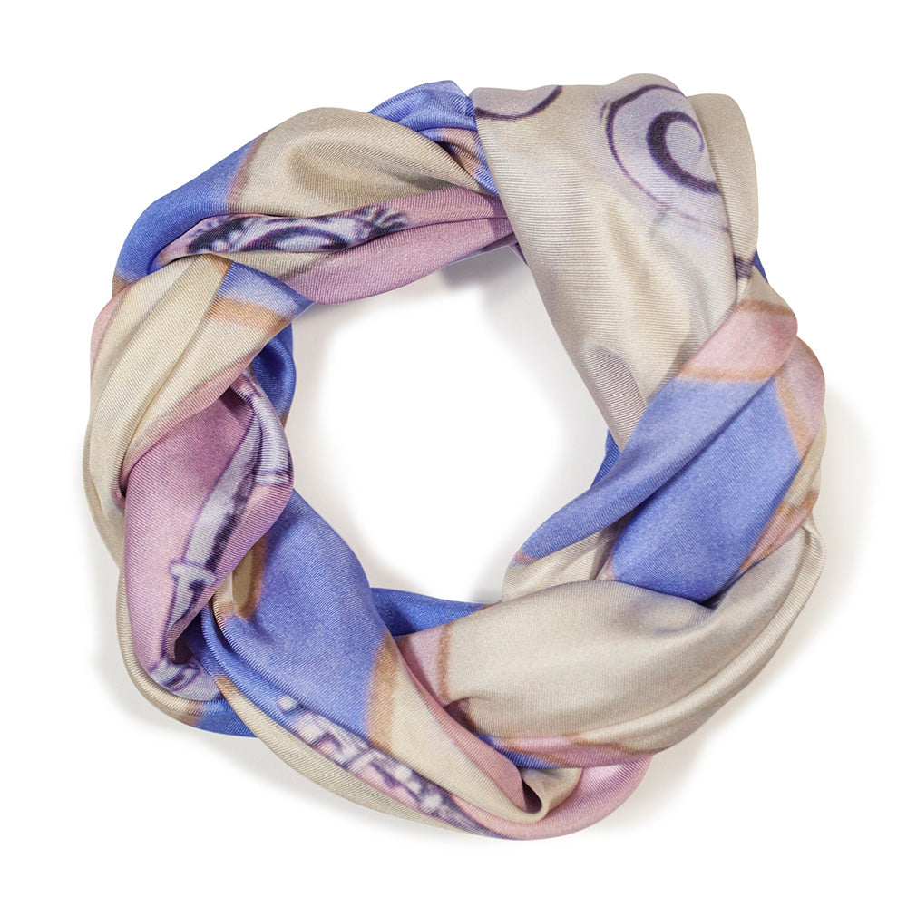 Chetna Singh key and lock "Paris" print square silk scarf. 