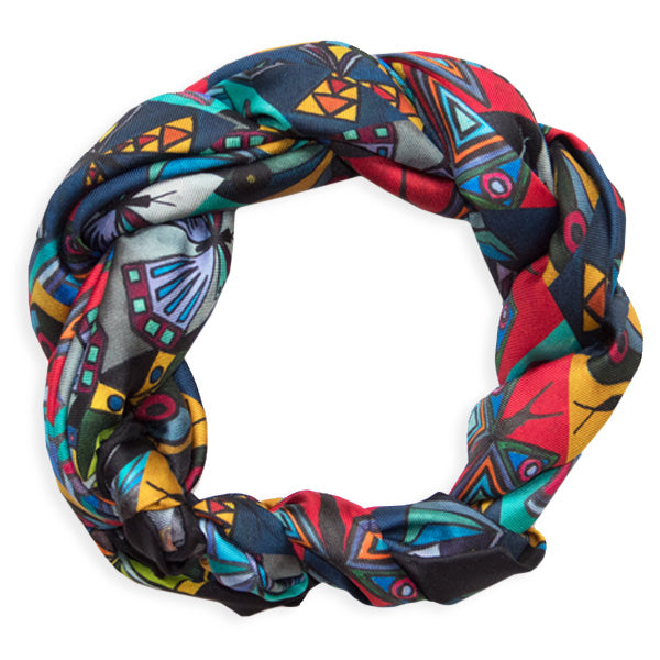 Chetna Singh multi-color butterfly print square silk scarf.