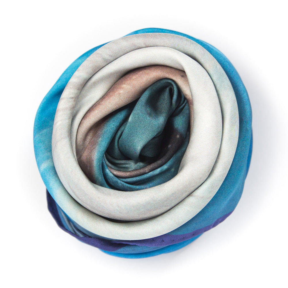 Chetna Singh deep blue horse print square silk scarf.