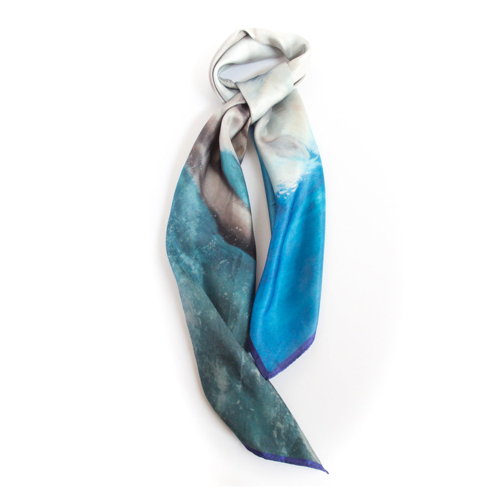 Chetna Singh deep blue horse print square silk scarf. 