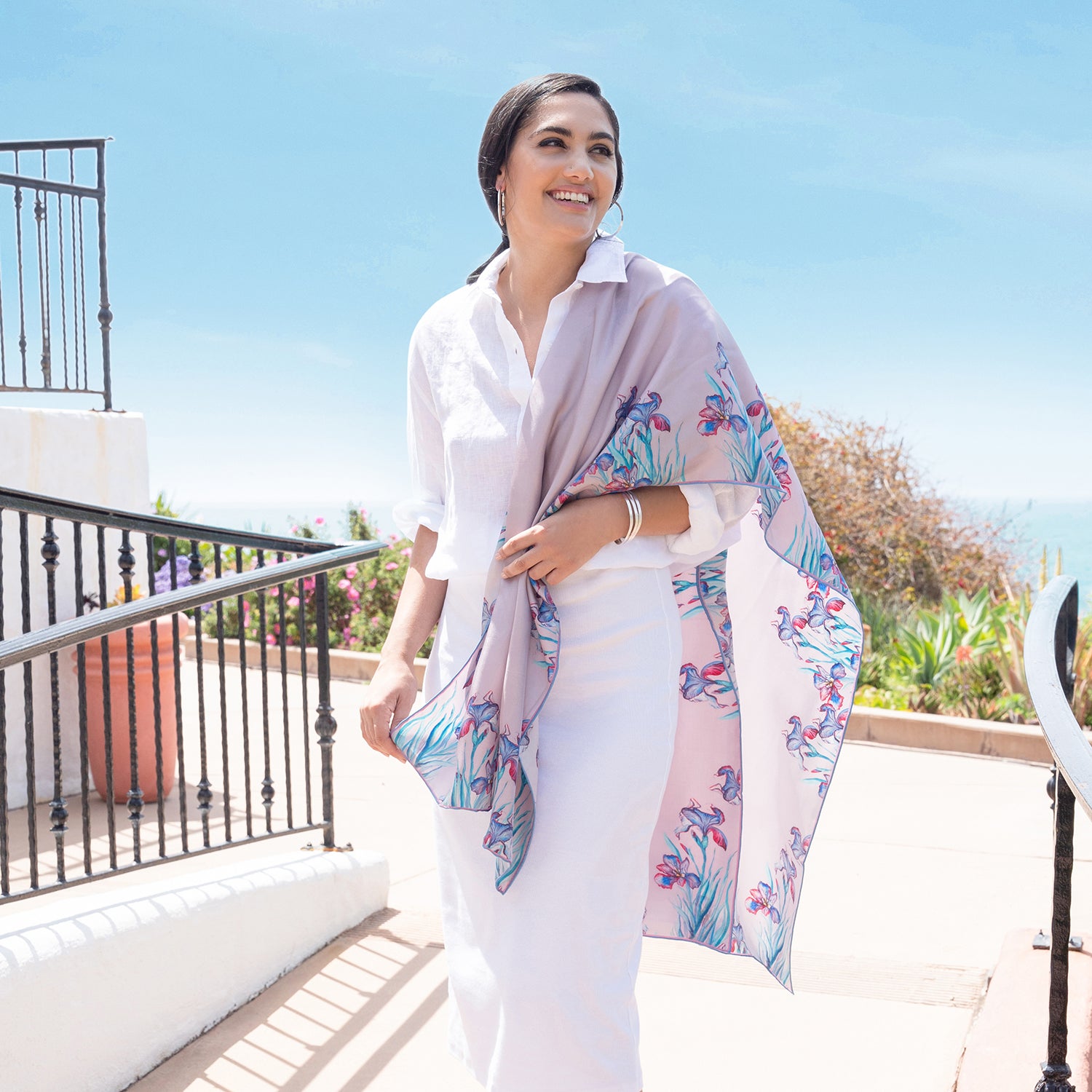 ChetnaSingh Giverny Iris silk scarf