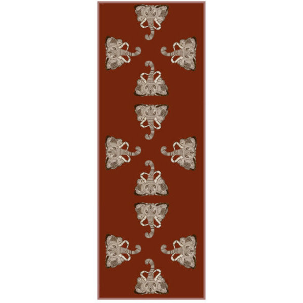 Chetna Singh orange and rust tone elephant print long silk scarf.