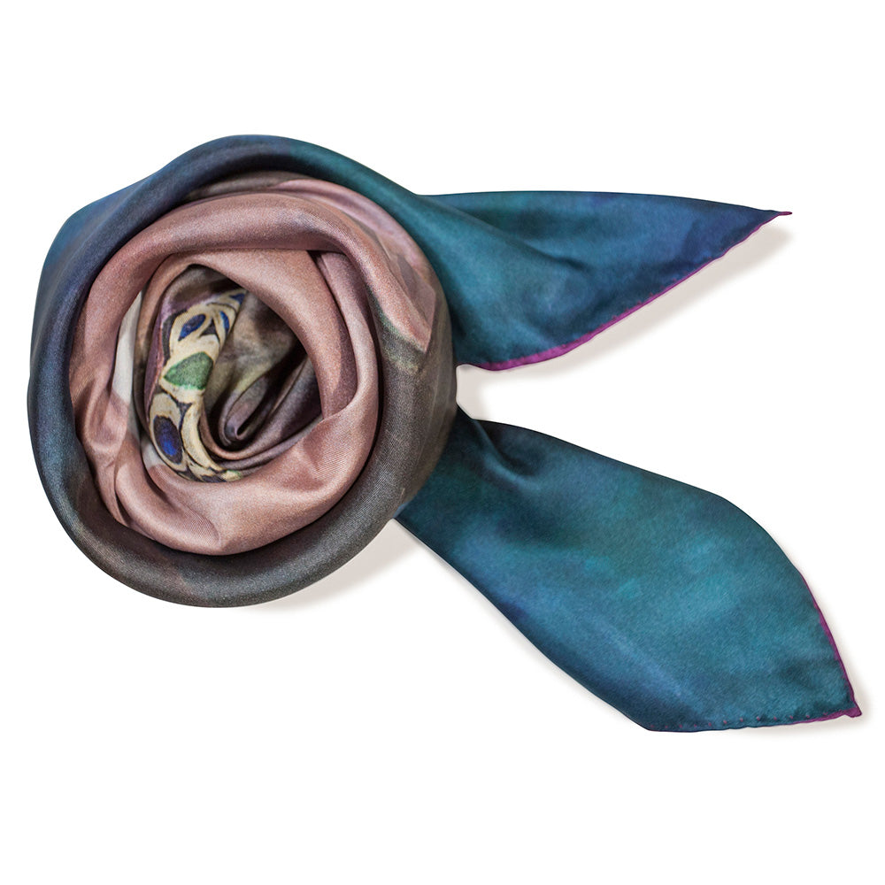 Chetna Singh blue tone Venetian woman in mask print silk scarf.