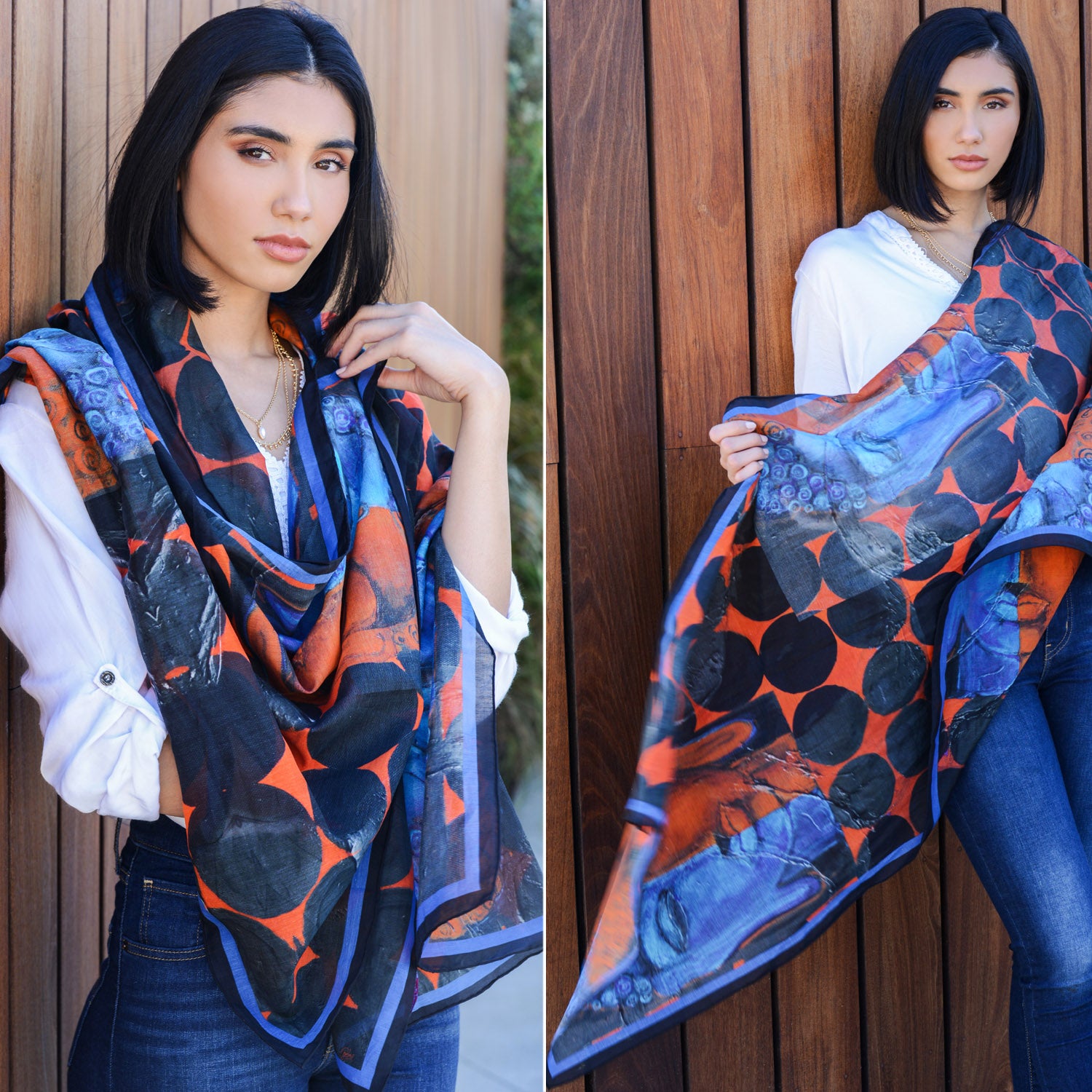 India Buddha - Long Silk Cotton Scarf