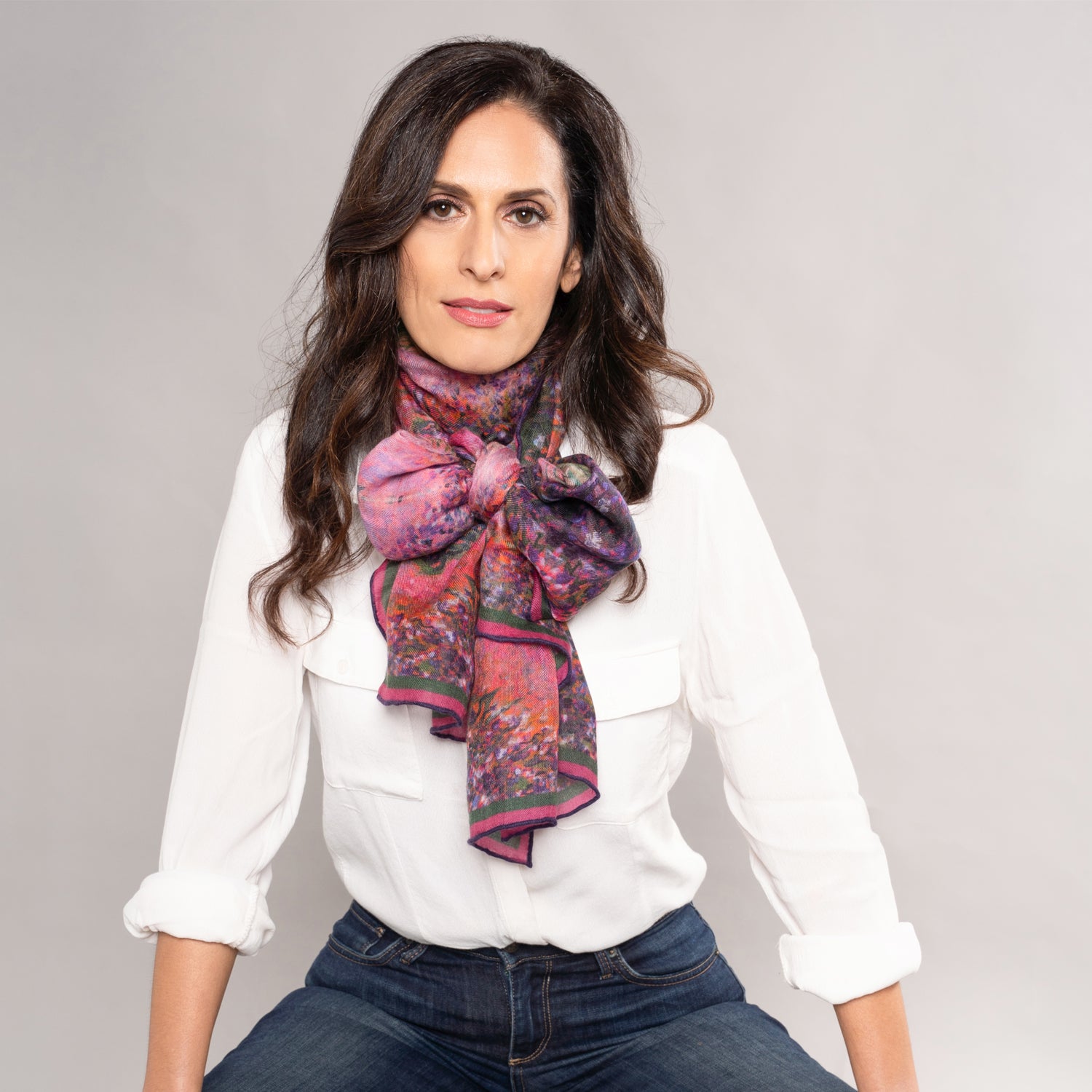 Blush Lillies- Long Cashmere Scarf