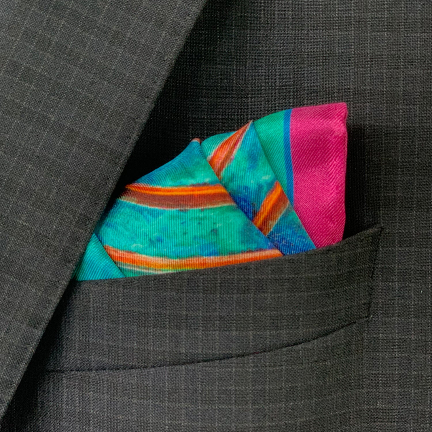 Rainbow Bridge - Blue Silk Pocket Square