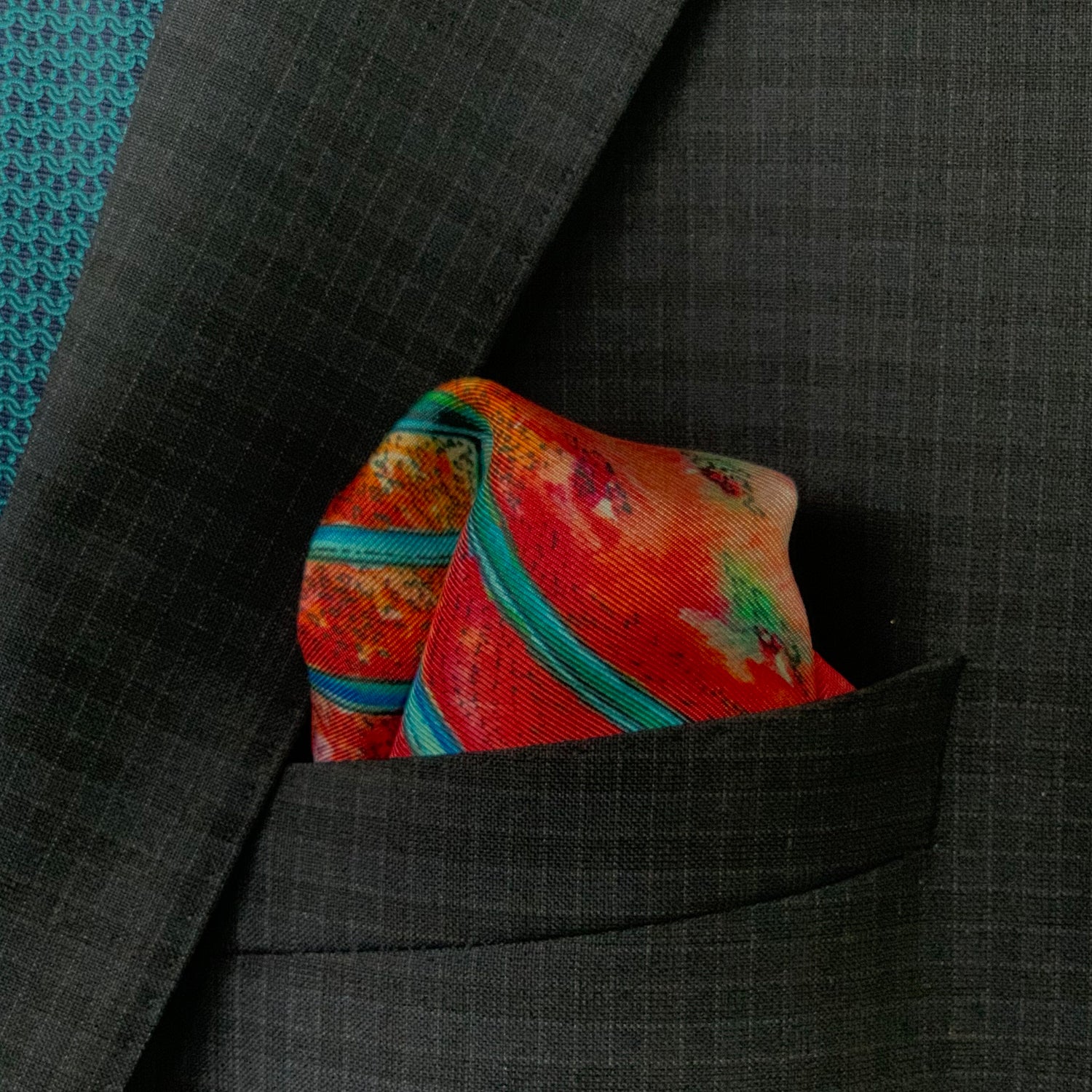 Rainbow Bridge -Pink Silk Pocketsquare