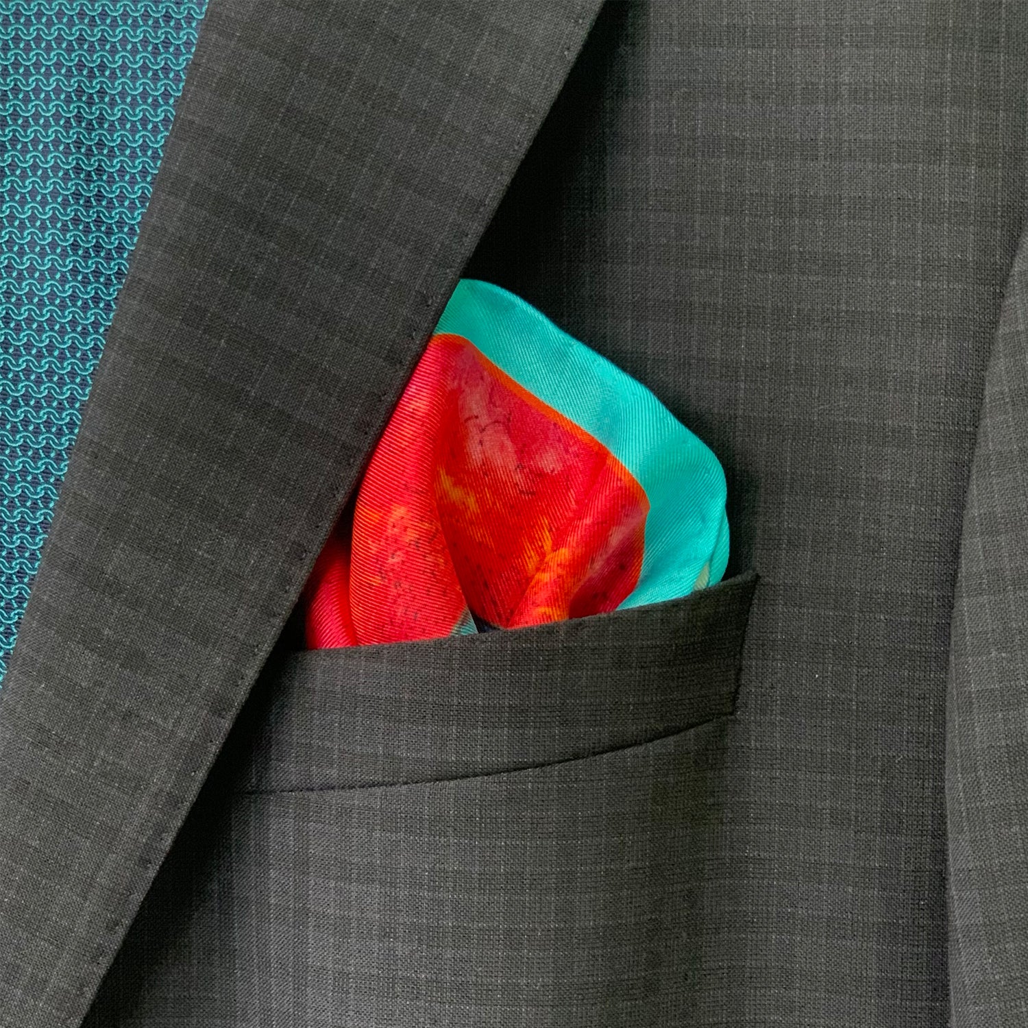 Rainbow Bridge -Pink Silk Pocketsquare