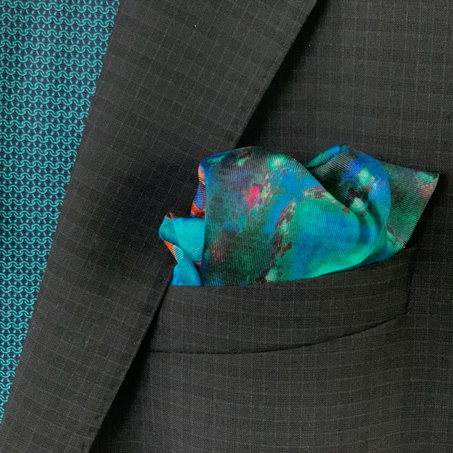 Rainbow Bridge - Blue Silk Pocket Square