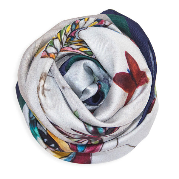 Chetna Singh butterfly print silk square scarf. 
