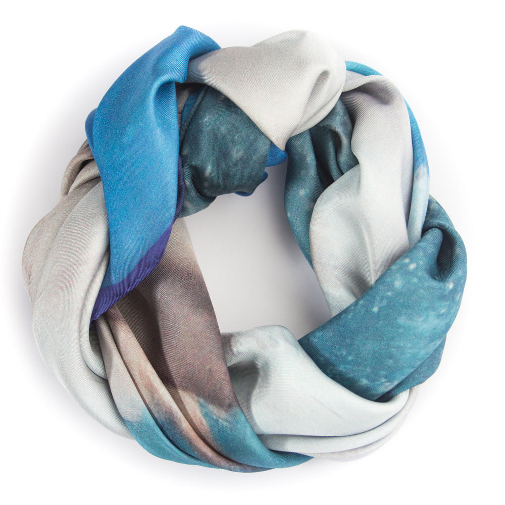 Chetna Singh deep blue horse print square silk scarf. 