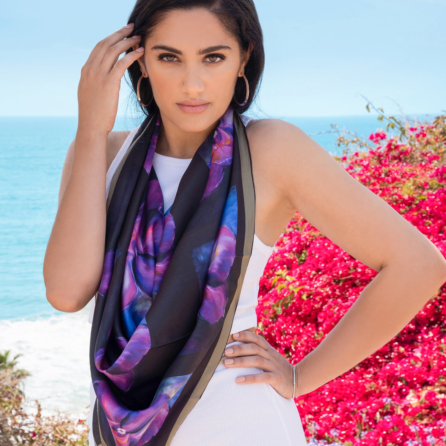 Chetna Singh Orchid silk scarf