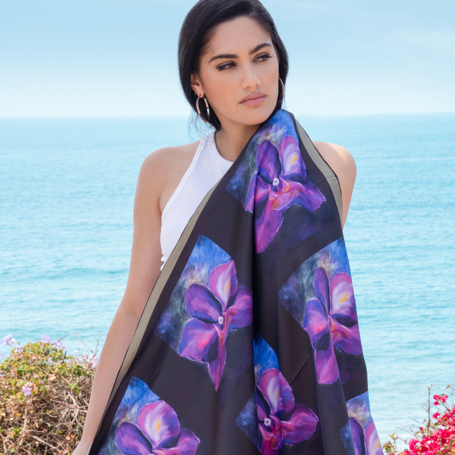 Chetna Singh Orchid silk scarf