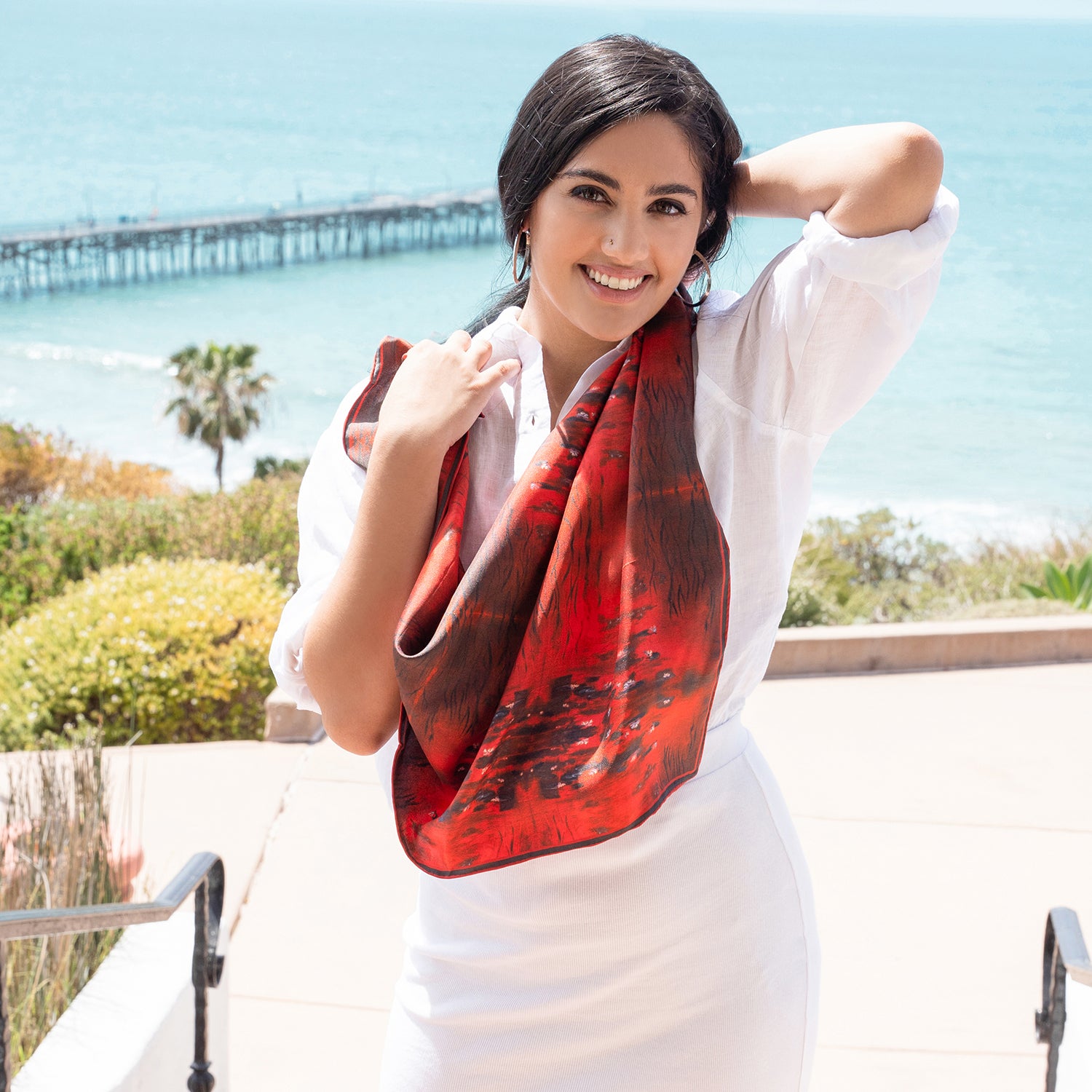 Chetna Singh red willow silk scarf
