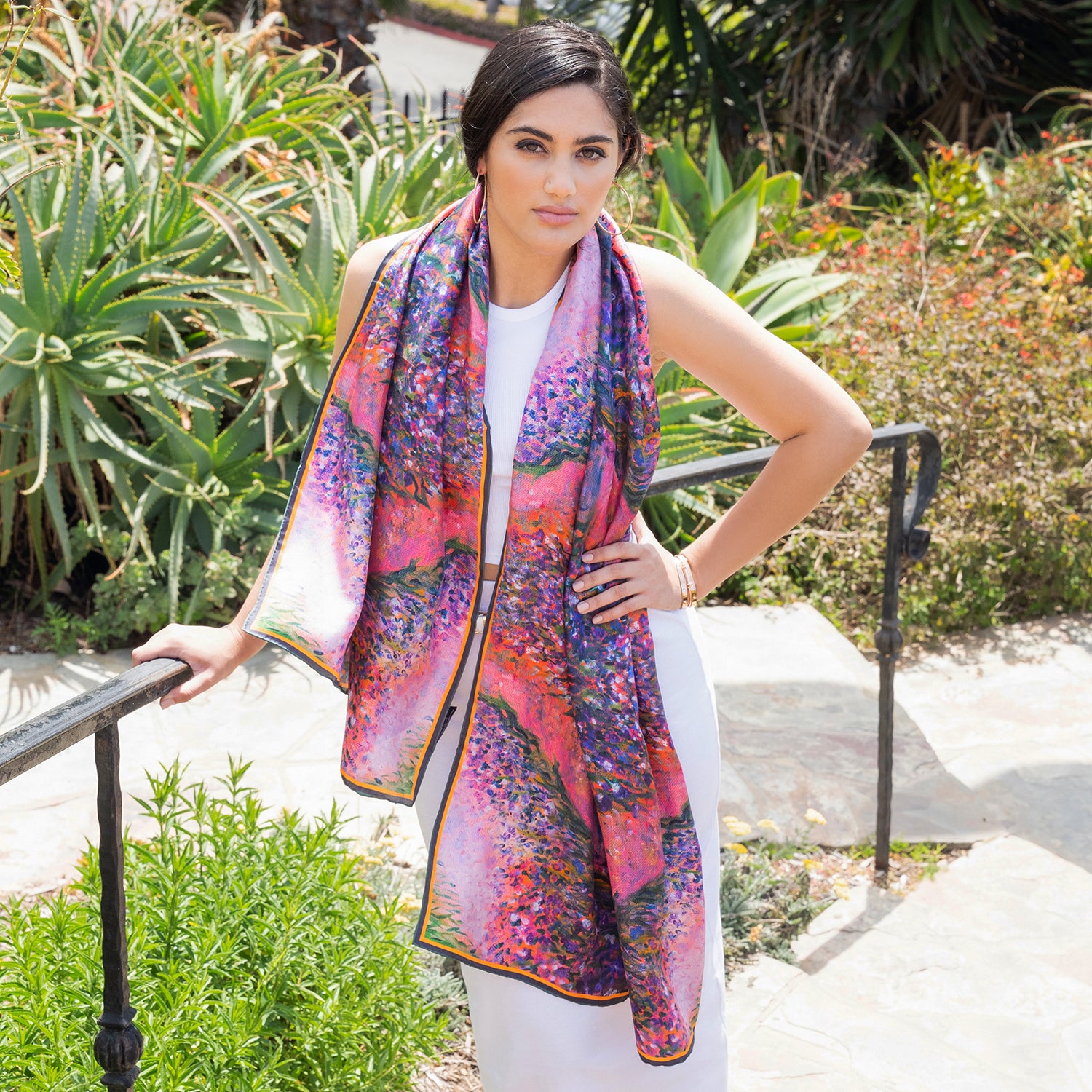 Chetna Singh flower silk scarf lily