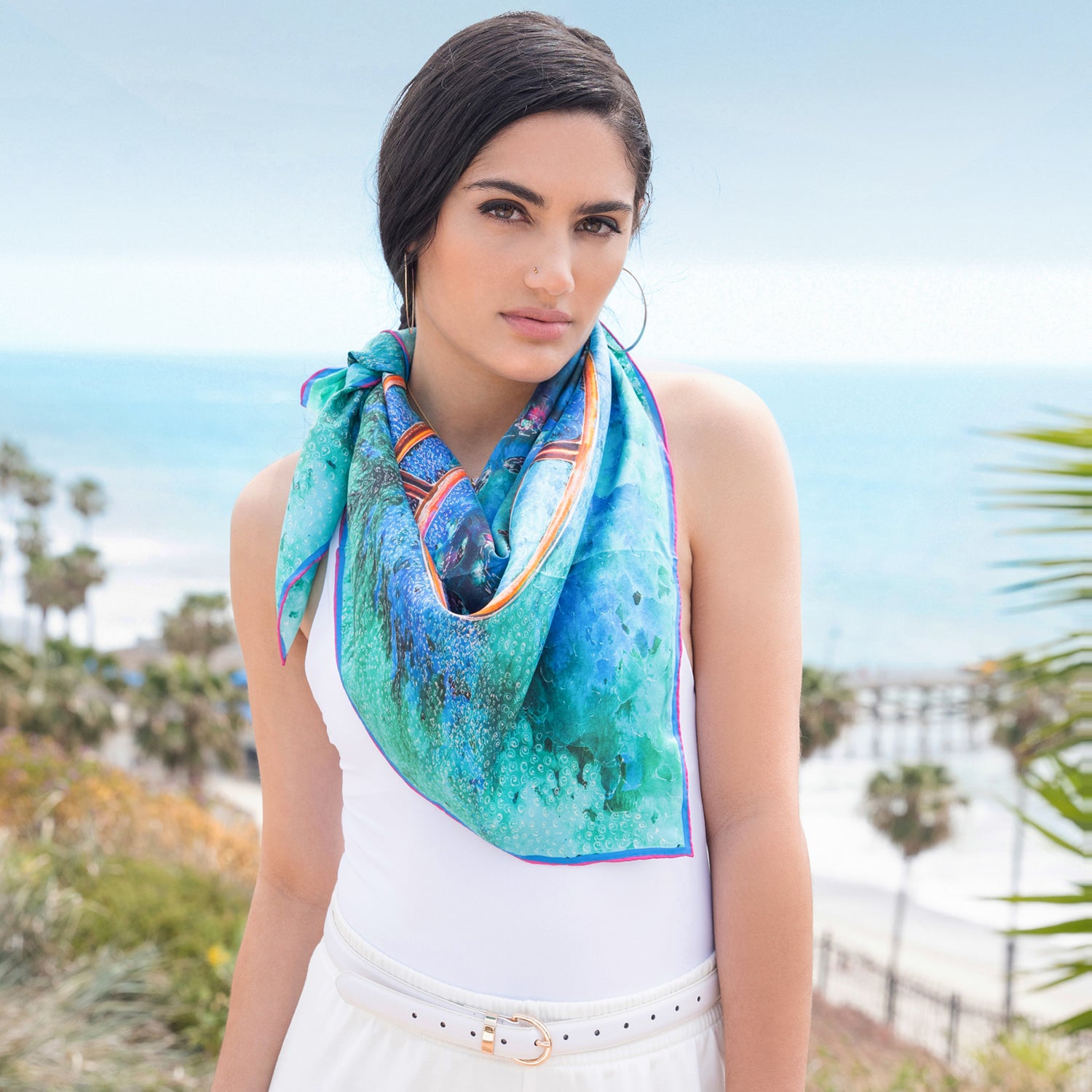 ChetnaSingh rainbow blue silk scarf 