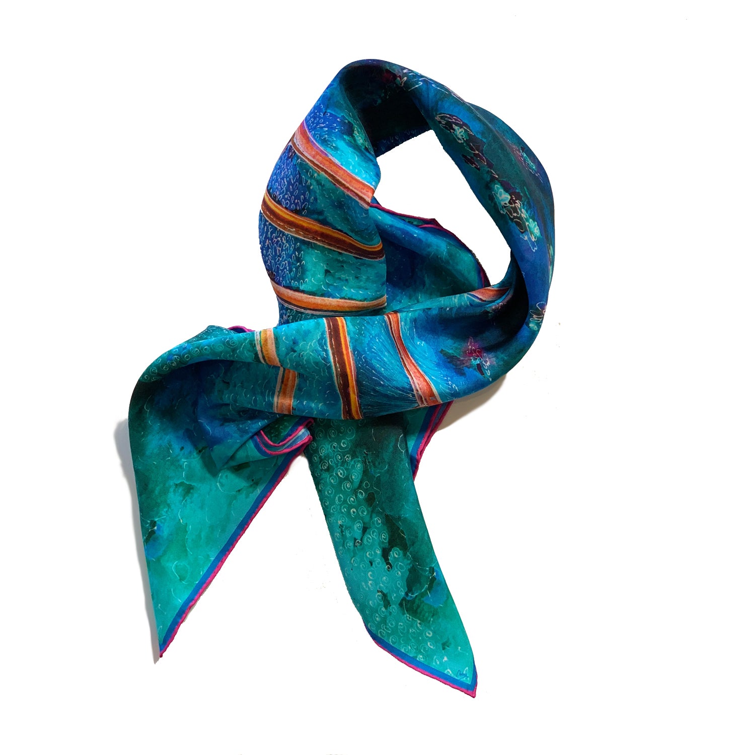 ChetnaSingh rainbow blue silk scarf 