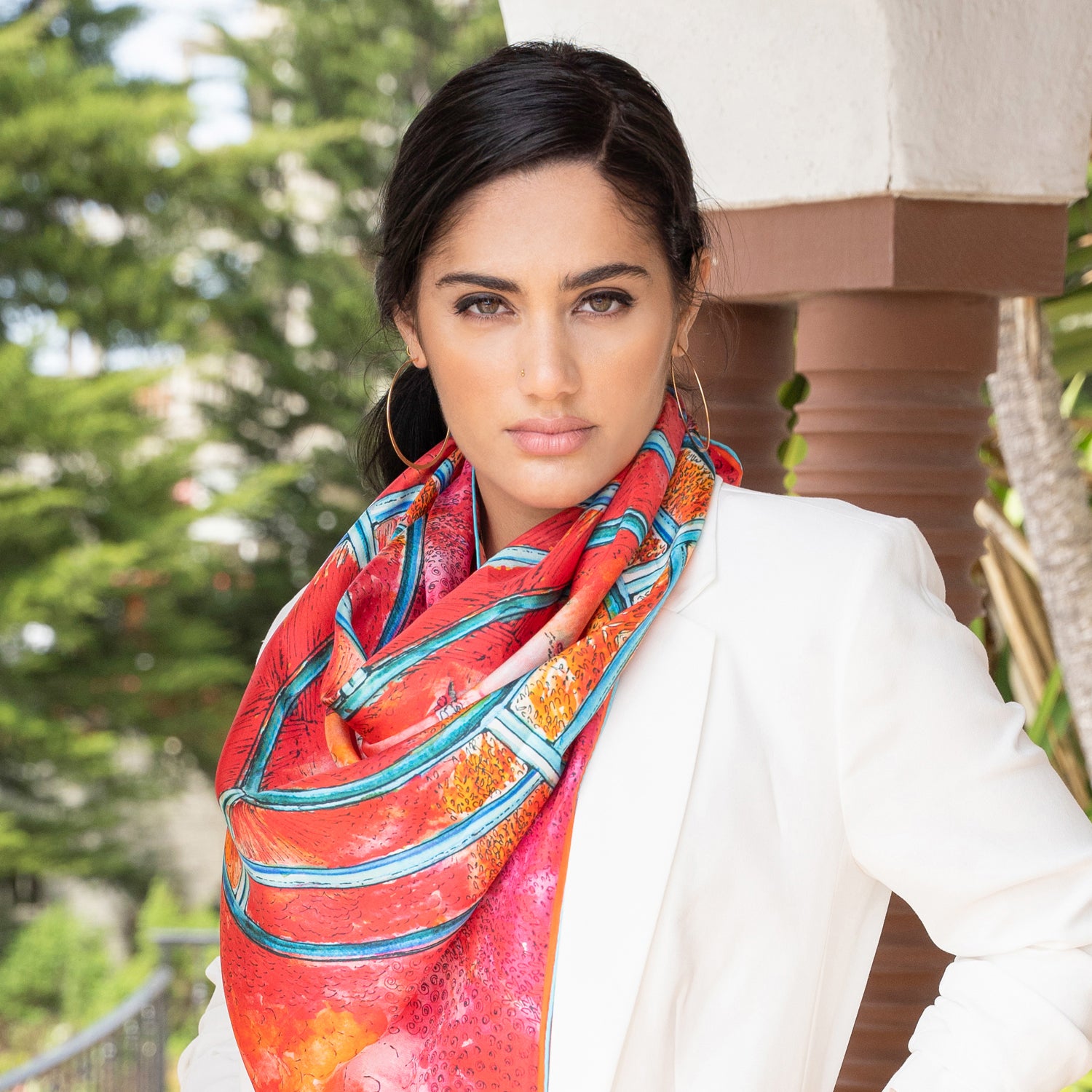 ChetnaSingh rainbow pink silk scarf 