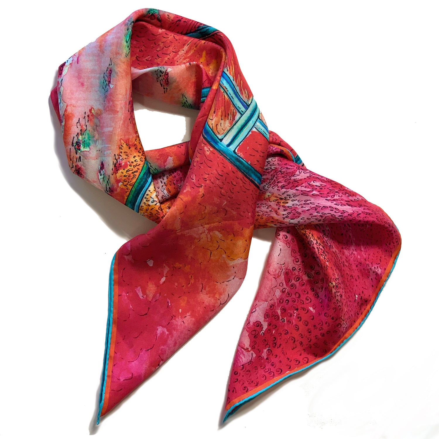 ChetnaSingh rainbow pink silk scarf 