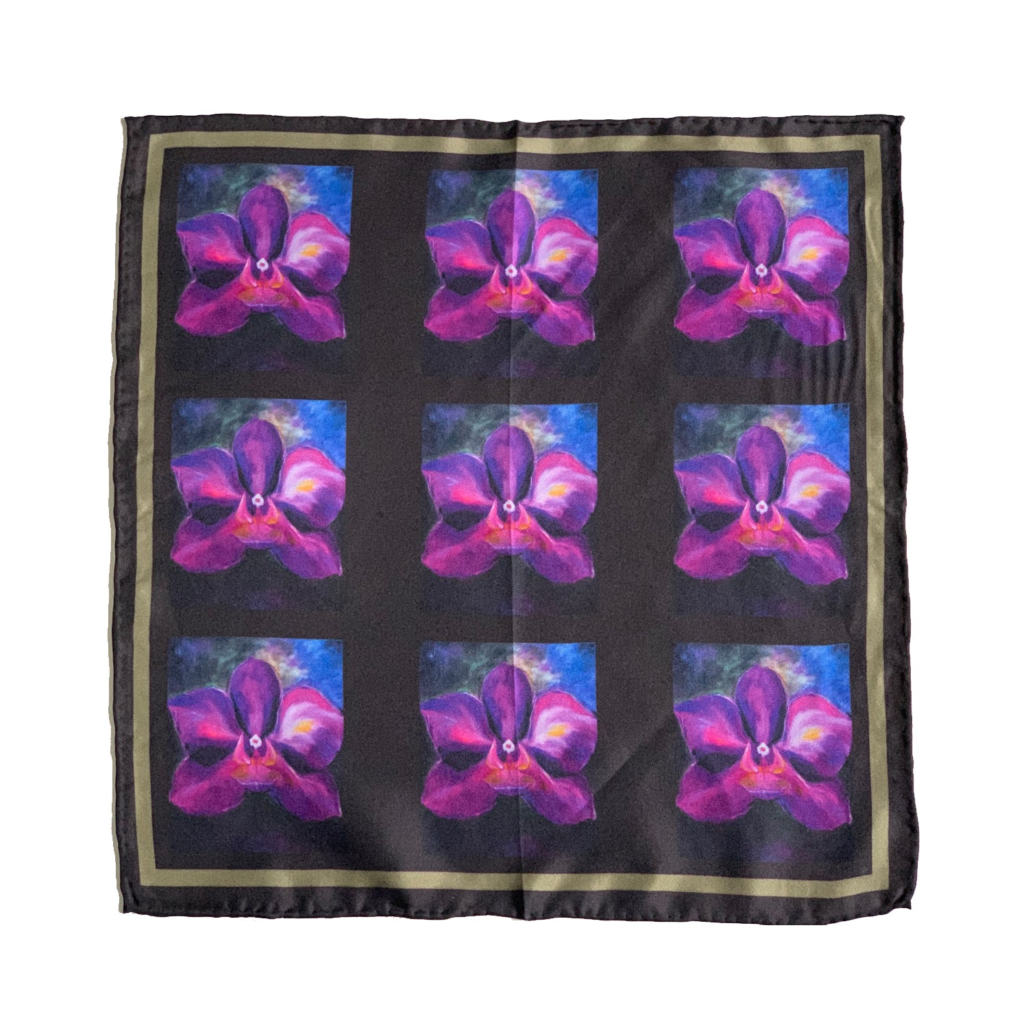 orchid pocket square- silk- chetnasingh-giverny collection