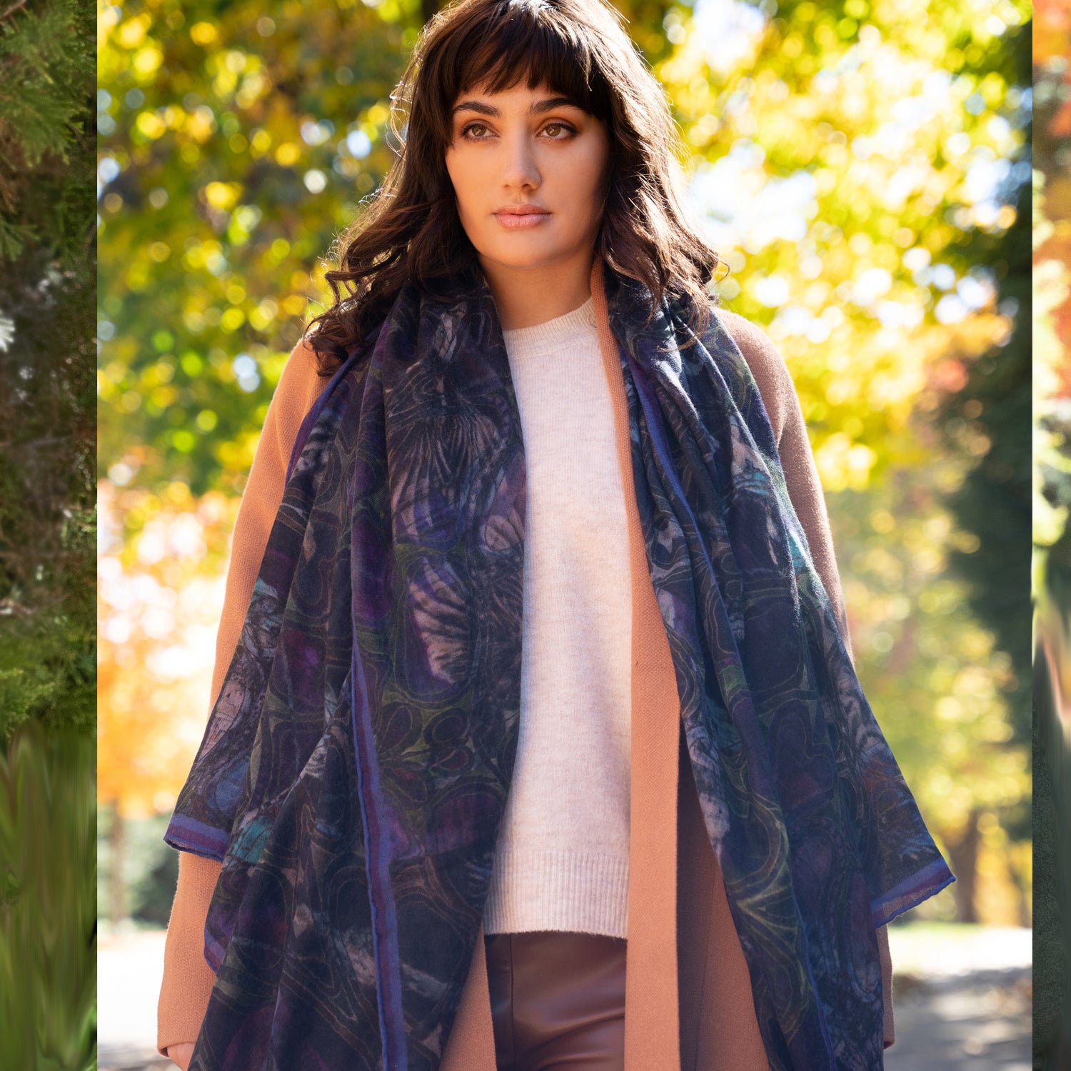 Jeweled Birds- Long Cashmere Scarf